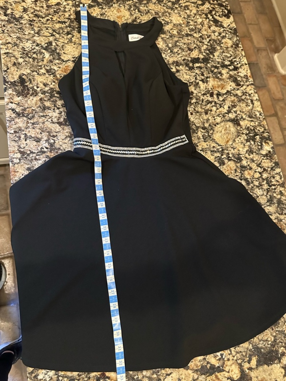 Emerald Sundae Black A-Line Halter Dress with Beaded Waist - Picture 7 of 7